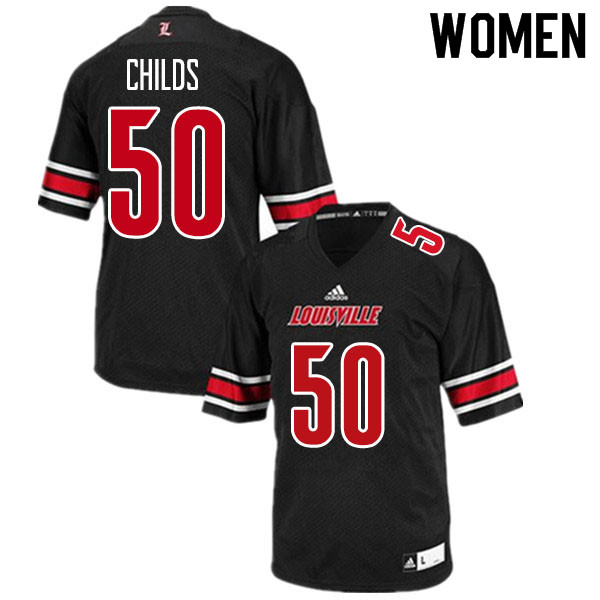 Women #50 Jean-Luc Childs Louisville Cardinals College Football Jerseys Sale-Black